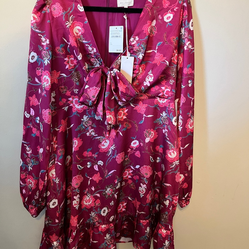 MELLODAY Magenta Floral Dress